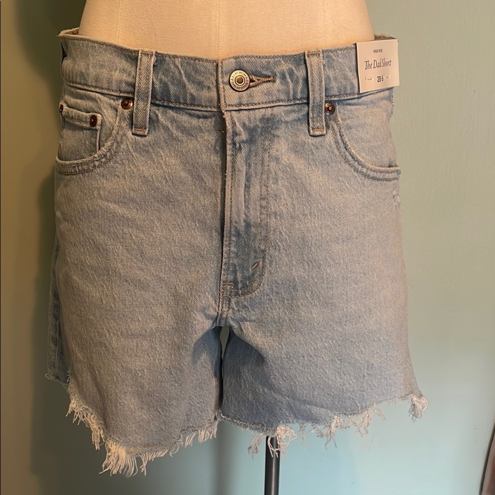 Abercrombie & Fitch Blue Jean Shorts Distressed High-Waisted